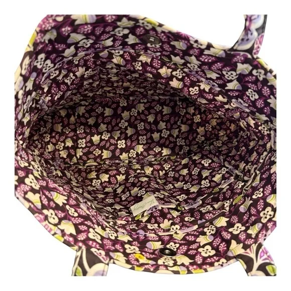 Vera Bradley Signature Print 3 Pocket Tote in Plum Petals - Picture 4 of 7